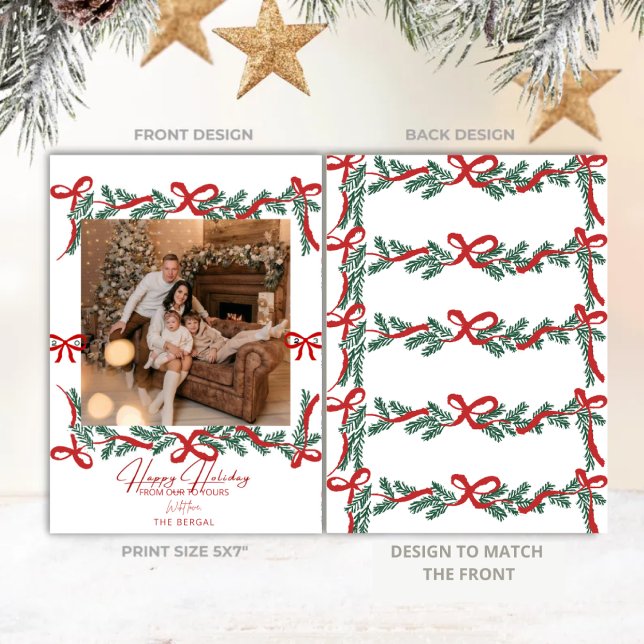 Tarjeta Festiva Garland Bows Red (Subido por el creador)