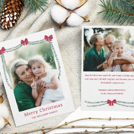 Tarjeta Festiva Garland rojo adornado con una foto navideña