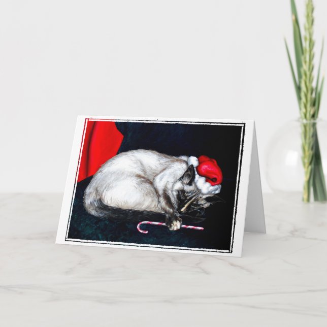 Tarjeta Festiva Garras el dormir Santa (Anverso)