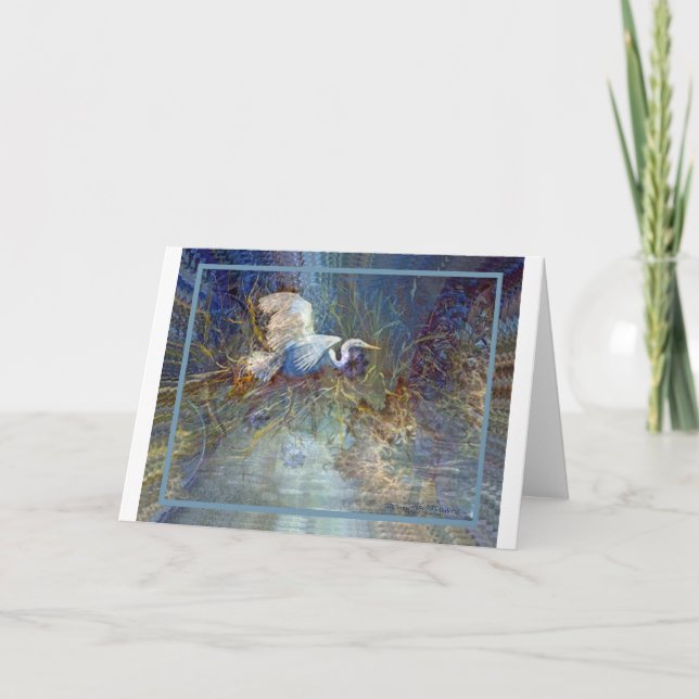 Tarjeta Festiva garza blanca (Anverso)