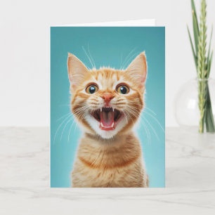 Tarjeta Festiva Gatito Adorable Gato Naranja