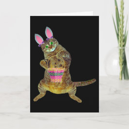 Tarjeta Festiva Gatito con la cesta de Pascua