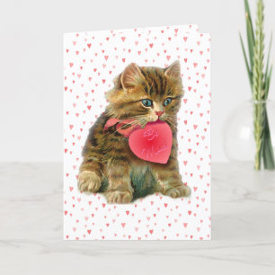 Tarjeta Festiva GATITO & CORAZONES por SHARON SHARPE