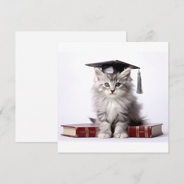 Tarjeta Festiva Gatito de graduación (Anverso / Reverso)