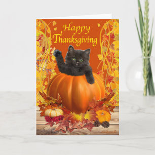Tarjeta Festiva Gatito de la acción de gracias