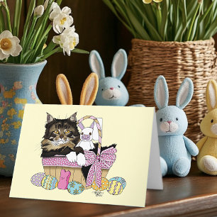 Tarjeta Festiva Gatito de Pascua