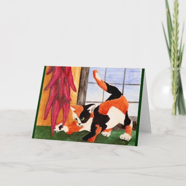Tarjeta Festiva Gatito de Ristra (Anverso)