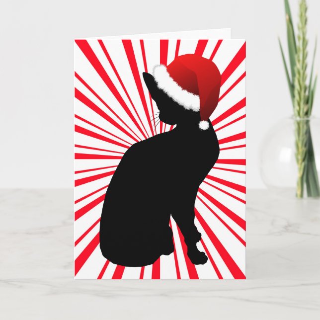 Tarjeta Festiva Gatito de Santa (Anverso)