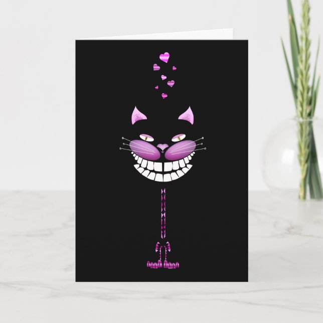 Tarjeta Festiva Gatito del amor. Gato sonriente rosado lindo de (Anverso)