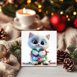 Tarjeta Festiva Gatito del País de las Maravillas de Invierno