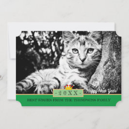 Tarjeta Festiva ¡Gatito Encantador y Feliz Año Nuevo! Tarjeta/gato