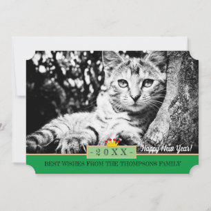 Tarjeta Festiva ¡Gatito Encantador y Feliz Año Nuevo! Tarjeta/gato