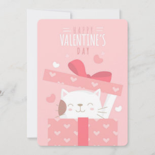 Tarjeta Festiva Gatito feliz Día de San Valentín en una caja