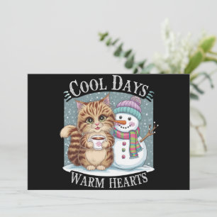 Tarjeta Festiva Gatito Gato y Amigos de Muñeco de Nieve Comparten