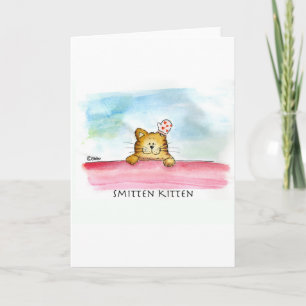 Tarjeta Festiva Gatito golpeado violentamente - arte lindo de la
