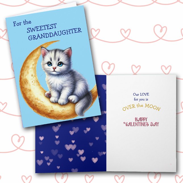 Tarjeta Festiva Gatito lindo en la nieta de la luna Valentine (Subido por el creador)