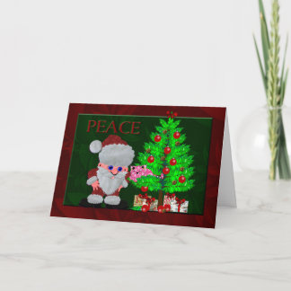 Tarjeta Festiva Gatito rosado de la paz
