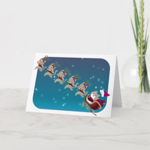 Tarjeta Festiva Gatito Santa y equipo