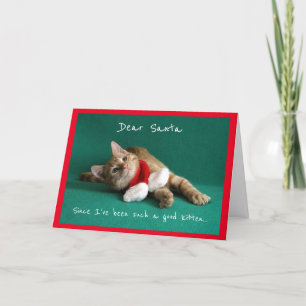 Tarjeta Festiva Gatito vestido para Navidades