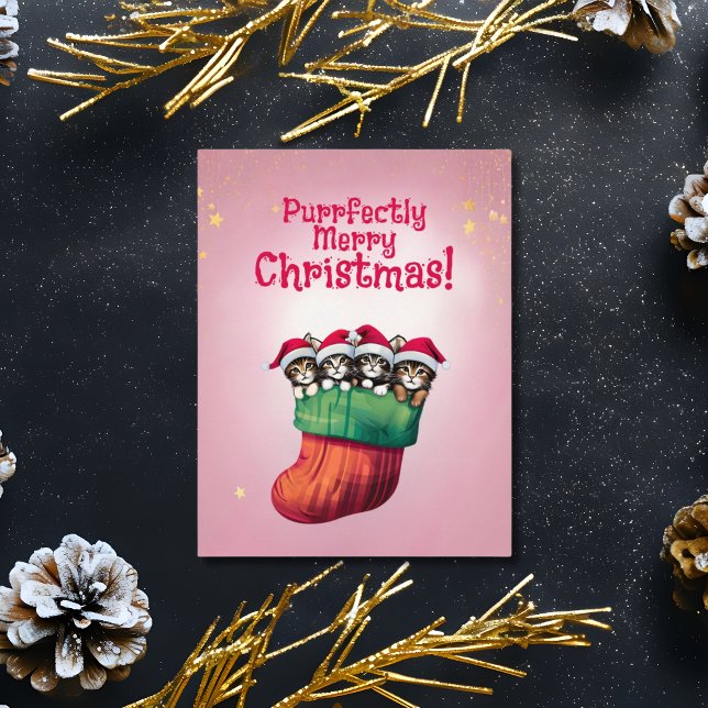 Tarjeta Festiva Gatitos Adorables en Navidades festivos (Subido por el creador)