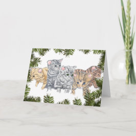 Tarjeta Festiva Gatitos contemporáneos divertidos en los Navidades