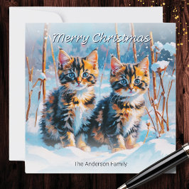 Tarjeta Festiva Gatitos Cuidados De Tabby En Navidades Animales De