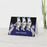 Tarjeta Festiva Gatitos de Jánuca del baile<br><div class="desc">Arco de los perros al HanukKAT poderoso. Gatos de baile lindos de Jánuca.</div>