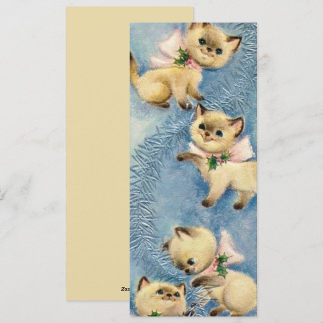 Tarjeta Festiva Gatitos Retro Cutage Vintage (Anverso / Reverso)