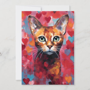 Tarjeta Festiva gato abisinio día de San Valentín 