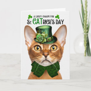Tarjeta Festiva Gato Abisinio divertido Día de San CATricio Amulet