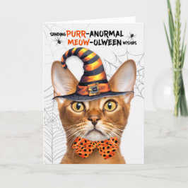 Tarjeta Festiva Gato abisino de Halloween PURRparo anormal