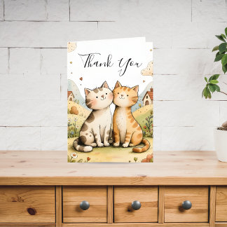 Tarjeta Festiva Gato Adorable de Agradecimiento