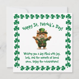 Tarjeta Festiva Gato adorable duende día de San Patricio
