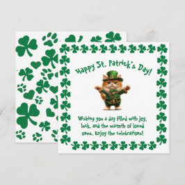 Tarjeta Festiva Gato adorable duende día de San Patricio