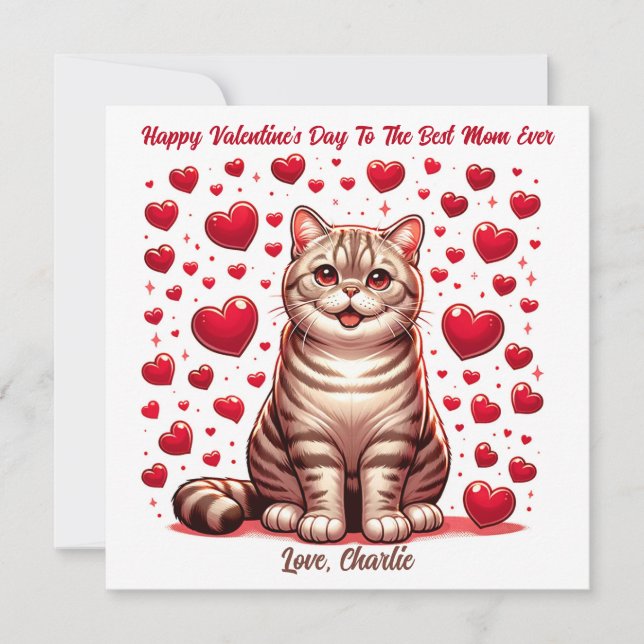 Tarjeta Festiva Gato American Shorthair Día de San Valentín Purr (Anverso)