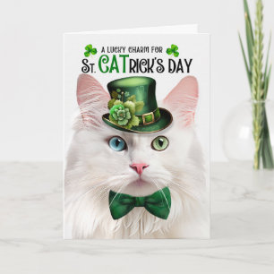 Tarjeta Festiva Gato Angora divertido Amuleto de la suerte del día