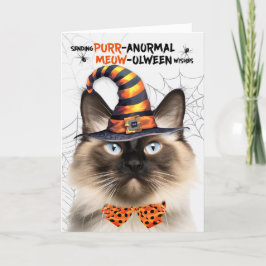 Tarjeta Festiva Gato balinés de Halloween PURRanormal MEOWolween