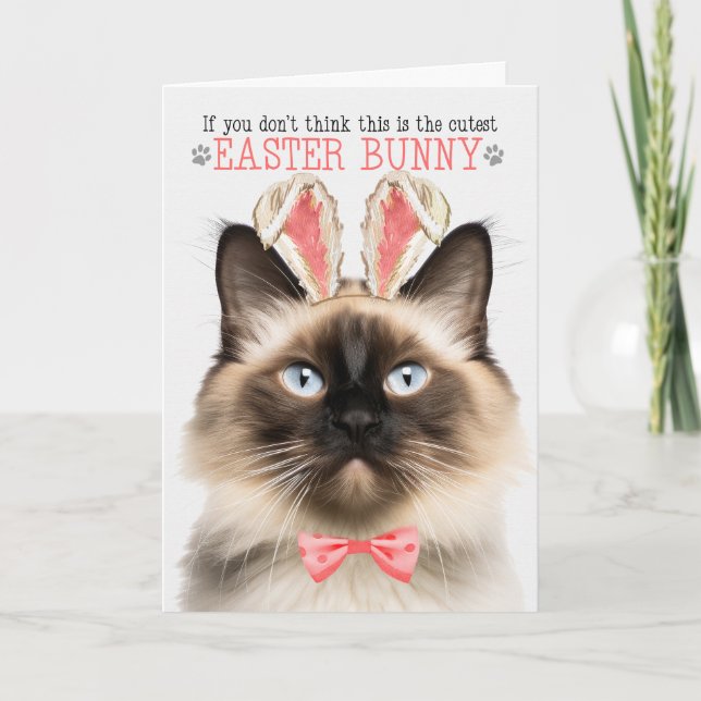 Tarjeta Festiva Gato balinés en campanarios orosos por Pascua (Anverso)