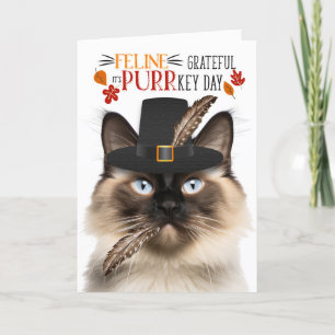 Tarjeta Festiva Gato balinés felino agradecido por el día PURRkey