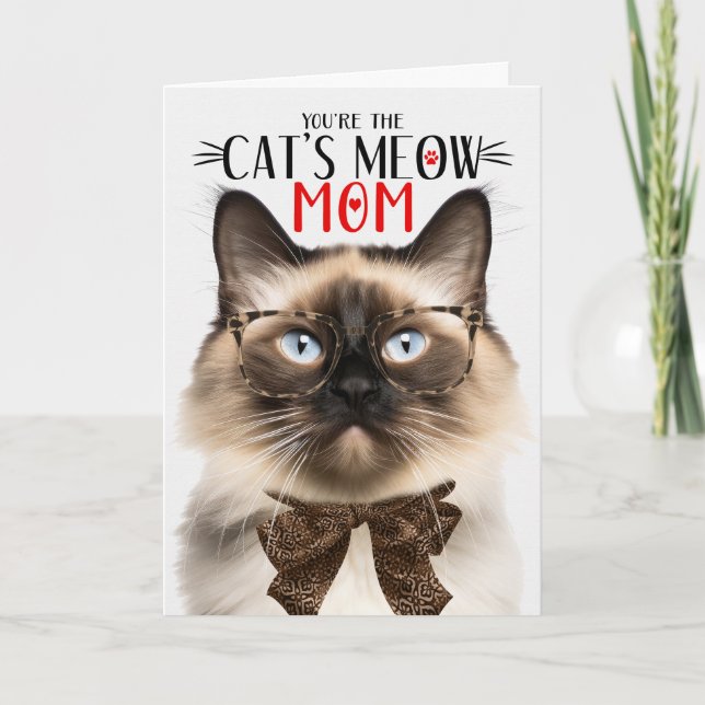 Tarjeta Festiva Gato balinés para madre Mascota en el día de la ma (Anverso)
