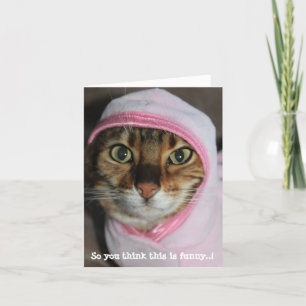 Tarjeta Festiva Gato Bengal con capucha, "¡Así que crees que esto 