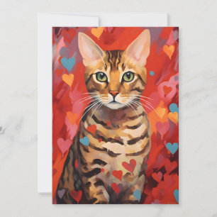 Tarjeta Festiva Gato Bengal día de San Valentín