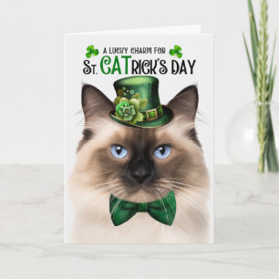 Tarjeta Festiva Gato Birmano divertido amuleto de suerte del día d