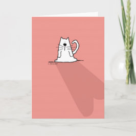 Tarjeta Festiva Gato blanco, corazón rosado de San Valentín