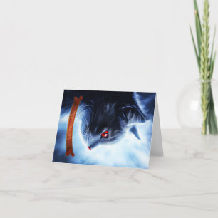 Tarjeta Festiva Gato con Ojos Rojos