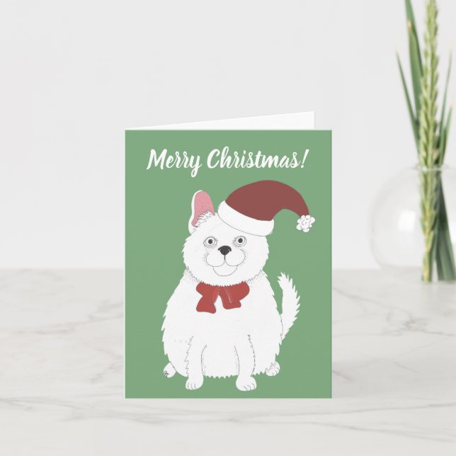 Tarjeta Festiva Gato con sombrero de Santa  (Anverso)