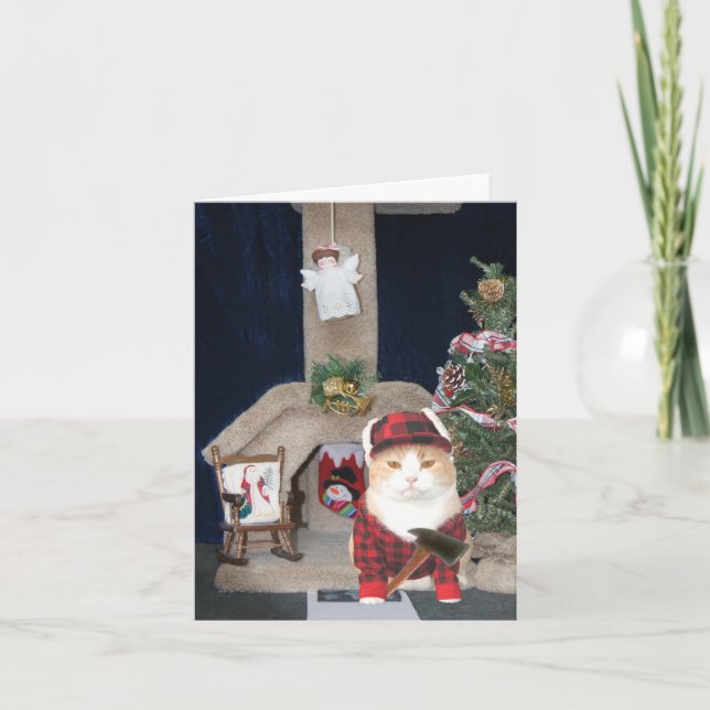 Tarjeta Festiva Gato condo de Navidades graciosos de personalizabl (Anverso)