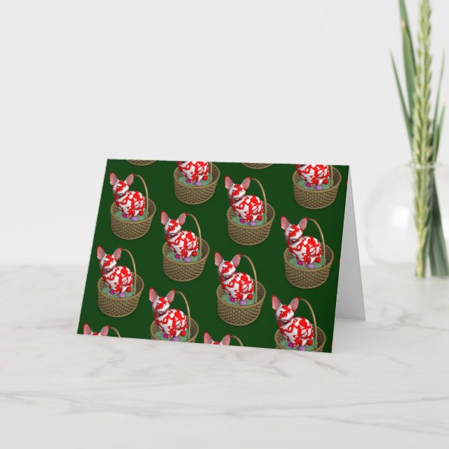 Tarjeta Festiva Gato conejo de Pascua (Anverso)