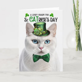 Tarjeta Festiva Gato corto blanco haitiano en el Día de St CATrick