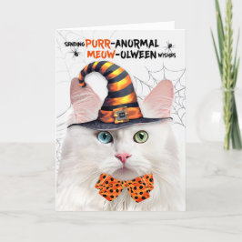 Tarjeta Festiva Gato de Angora Halloween PURRanormal MEOWolween